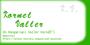 kornel valler business card